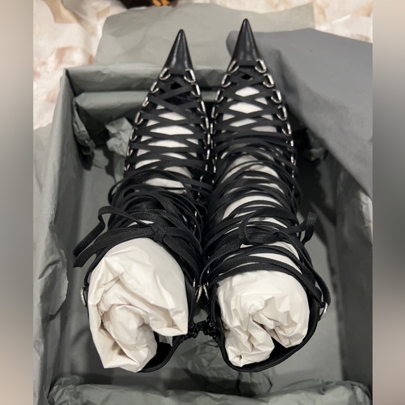 Balenciaga Corset Lace Up Knife Boots in Black - Picture 2 of 15